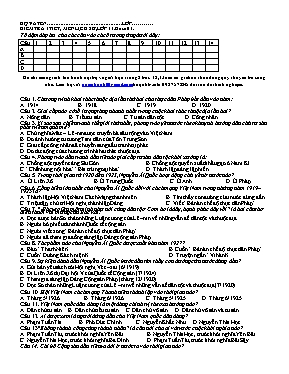 Đề kiểm tra một tiết môn Lịch sử lớp 11